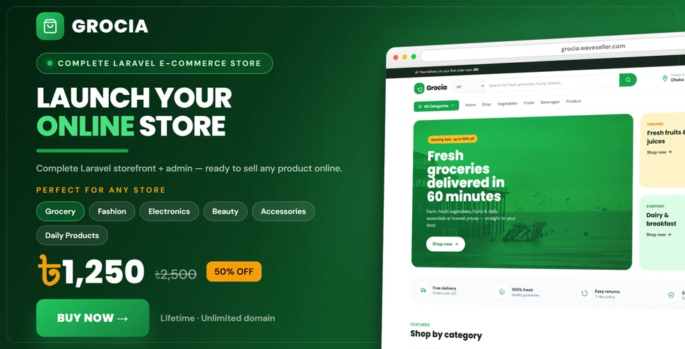 Grocia: Laravel-Powered E-Commerce Store